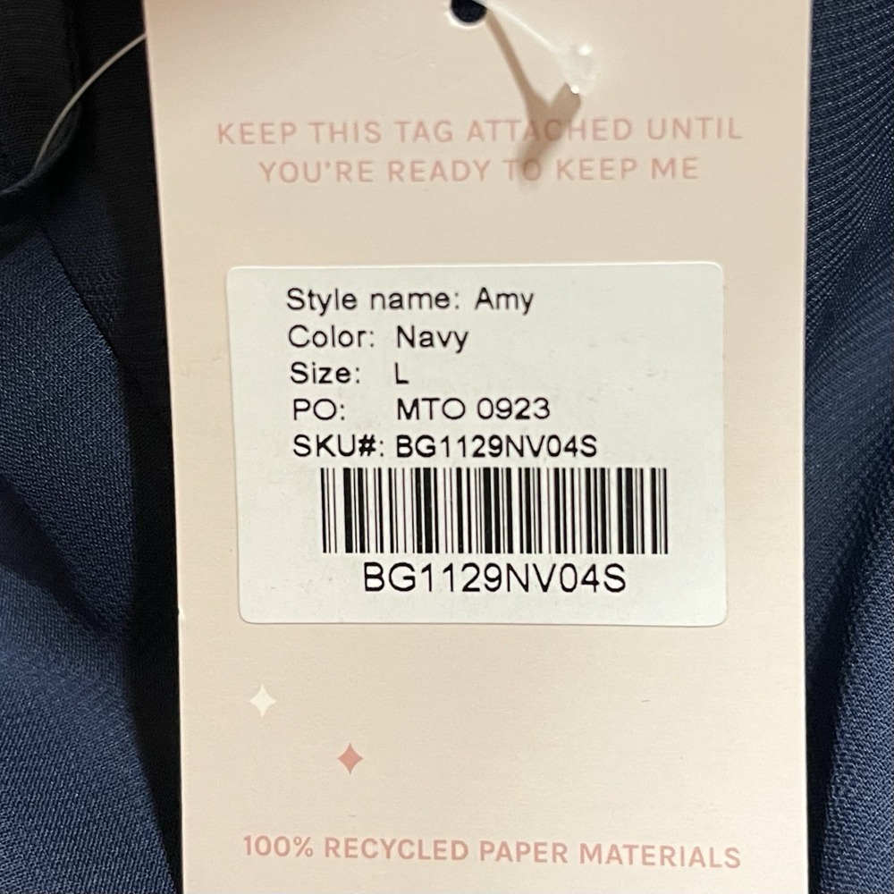 NWT Birdy Gray Amy Bridesmaid Dress Size L Navy Chiffon Maxi Slit Gala Hoco - Picture 7 of 8